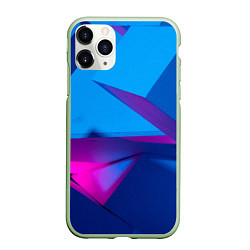Чехол iPhone 11 Pro матовый Абстрактные геометрические фигуры - Синий, цвет: 3D-салатовый