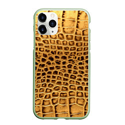 Чехол iPhone 11 Pro матовый Крокодиловая кожа - окрас, цвет: 3D-салатовый