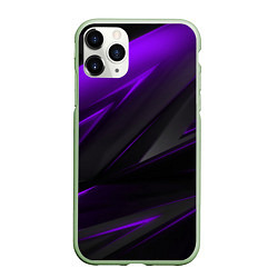 Чехол iPhone 11 Pro матовый Geometry Черный и фиолетовый