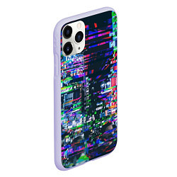 Чехол iPhone 11 Pro матовый Ночной город - glitch, цвет: 3D-светло-сиреневый — фото 2