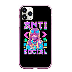Чехол iPhone 11 Pro матовый Anti Social Антисоциальный, цвет: 3D-розовый