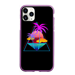 Чехол iPhone 11 Pro матовый Ретро пейзаж, цвет: 3D-фиолетовый