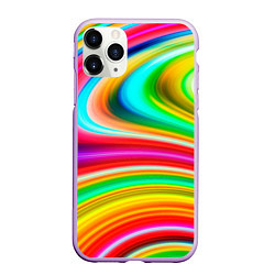 Чехол iPhone 11 Pro матовый Rainbow colors, цвет: 3D-сиреневый