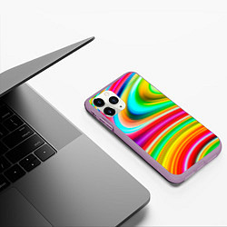 Чехол iPhone 11 Pro матовый Rainbow colors, цвет: 3D-сиреневый — фото 2