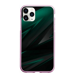 Чехол iPhone 11 Pro матовый Бирюзовый черный фон, цвет: 3D-розовый