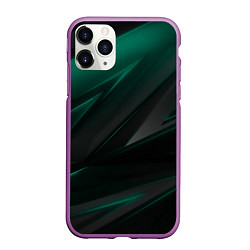 Чехол iPhone 11 Pro матовый Бирюзовый черный фон, цвет: 3D-фиолетовый