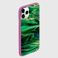 Чехол iPhone 11 Pro матовый Абстрактный узор в зеленых тонах, цвет: 3D-фиолетовый — фото 2
