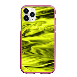 Чехол iPhone 11 Pro матовый Неоновый желтый с черным абстрактный узор, цвет: 3D-малиновый