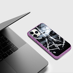 Чехол iPhone 11 Pro матовый Абстрактное множество фонарей во тьме - Белый, цвет: 3D-фиолетовый — фото 2