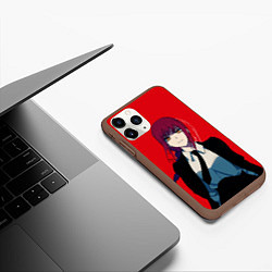 Чехол iPhone 11 Pro матовый Макима сидит -человек бензопила, цвет: 3D-коричневый — фото 2