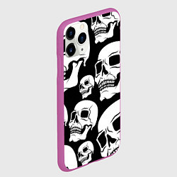 Чехол iPhone 11 Pro матовый Черепа - чёрный фон, цвет: 3D-фиолетовый — фото 2