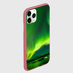 Чехол iPhone 11 Pro матовый Абстрактное полярное сияние - Зелёный, цвет: 3D-малиновый — фото 2