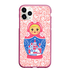 Чехол iPhone 11 Pro матовый Матрешка в узорах