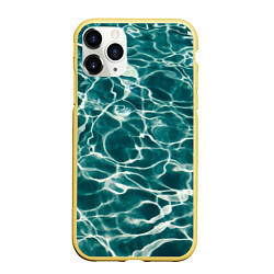 Чехол iPhone 11 Pro матовый Абстрактные волны в воде - Тёмно-зелёный