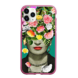 Чехол iPhone 11 Pro матовый Фрида Кало - Арт Портрет, цвет: 3D-малиновый