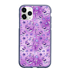 Чехол iPhone 11 Pro матовый Танцующие русалки на фиолетовом, цвет: 3D-серый