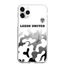 Чехол iPhone 11 Pro матовый Leeds United sport на светлом фоне: символ сверху, цвет: 3D-белый