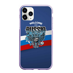 Чехол iPhone 11 Pro матовый Wellcome to Russia: лента триколора