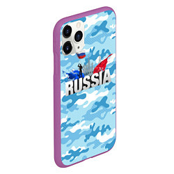 Чехол iPhone 11 Pro матовый Russia: синий камфуляж, цвет: 3D-фиолетовый — фото 2