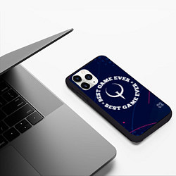 Чехол iPhone 11 Pro матовый Символ Quake и надпись best game ever, цвет: 3D-черный — фото 2