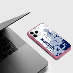Чехол iPhone 11 Pro матовый Tottenham hotspur Брызги красок, цвет: 3D-малиновый — фото 2