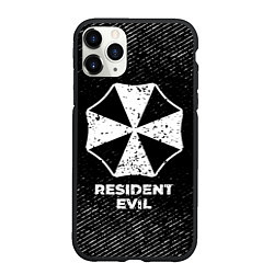 Чехол iPhone 11 Pro матовый Resident Evil с потертостями на темном фоне