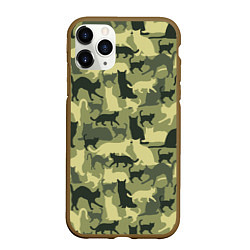 Чехол iPhone 11 Pro матовый Кошачий камуфляж в зеленой гамме