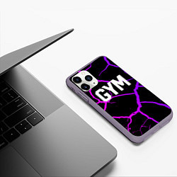 Чехол iPhone 11 Pro матовый Gym - Трещины неоновые, цвет: 3D-серый — фото 2