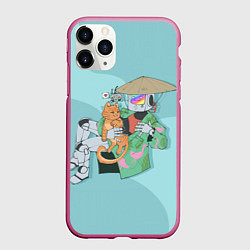 Чехол iPhone 11 Pro матовый Бродяга с друзьями, цвет: 3D-малиновый
