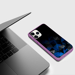 Чехол iPhone 11 Pro матовый Черно-синий геометрический, цвет: 3D-фиолетовый — фото 2