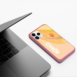 Чехол iPhone 11 Pro матовый Monaco желтый абстрактный фон, цвет: 3D-малиновый — фото 2