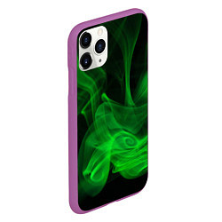 Чехол iPhone 11 Pro матовый Зелёный абстрактный дым, цвет: 3D-фиолетовый — фото 2