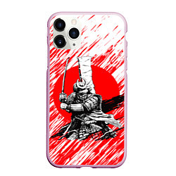 Чехол iPhone 11 Pro матовый Самурай в стойке на крови, цвет: 3D-розовый