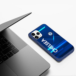 Чехол iPhone 11 Pro матовый Chelsea Синяя абстракция, цвет: 3D-тёмно-синий — фото 2