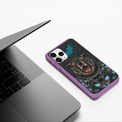 Чехол iPhone 11 Pro матовый Кибер медведь, цвет: 3D-фиолетовый — фото 2