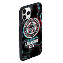 Чехол iPhone 11 Pro матовый Leicester City FC в стиле glitch на темном фоне, цвет: 3D-черный — фото 2