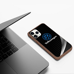 Чехол iPhone 11 Pro матовый Volkswagen абстракция, цвет: 3D-коричневый — фото 2