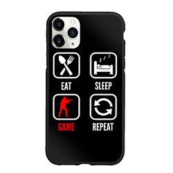 Чехол iPhone 11 Pro матовый Eat, sleep, Counter Strike, repeat, цвет: 3D-черный