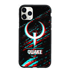 Чехол iPhone 11 Pro матовый Quake в стиле glitch и баги графики на темном фоне