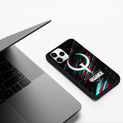 Чехол iPhone 11 Pro матовый Quake в стиле glitch и баги графики на темном фоне, цвет: 3D-черный — фото 2