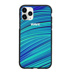 Чехол iPhone 11 Pro матовый Абстрактные волны Wave - бирюзовые, цвет: 3D-черный