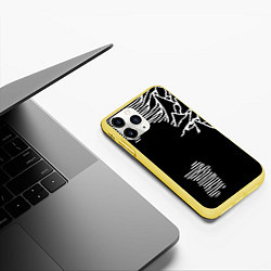 Чехол iPhone 11 Pro матовый Joy Division - неровность горы, цвет: 3D-желтый — фото 2