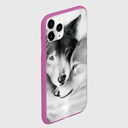 Чехол iPhone 11 Pro матовый Love: Волк и волчица, цвет: 3D-фиолетовый — фото 2