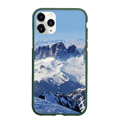 Чехол iPhone 11 Pro матовый Гряда снежных вершин, цвет: 3D-темно-зеленый