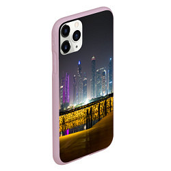 Чехол iPhone 11 Pro матовый Неоновый ночной город и мост, цвет: 3D-розовый — фото 2