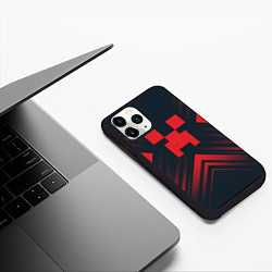Чехол iPhone 11 Pro матовый Красный символ Minecraft на темном фоне со стрелка, цвет: 3D-черный — фото 2