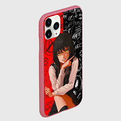 Чехол iPhone 11 Pro матовый Митака демон войны - человек бензопила, цвет: 3D-малиновый — фото 2