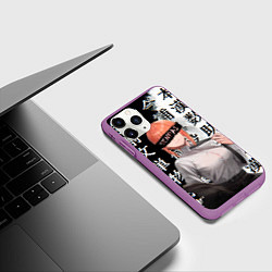 Чехол iPhone 11 Pro матовый Макима Chainsaw Man Иероглифы, цвет: 3D-фиолетовый — фото 2