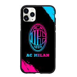 Чехол iPhone 11 Pro матовый AC Milan - neon gradient