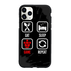 Чехол iPhone 11 Pro матовый Eat, sleep, FNAF, repeat, цвет: 3D-черный